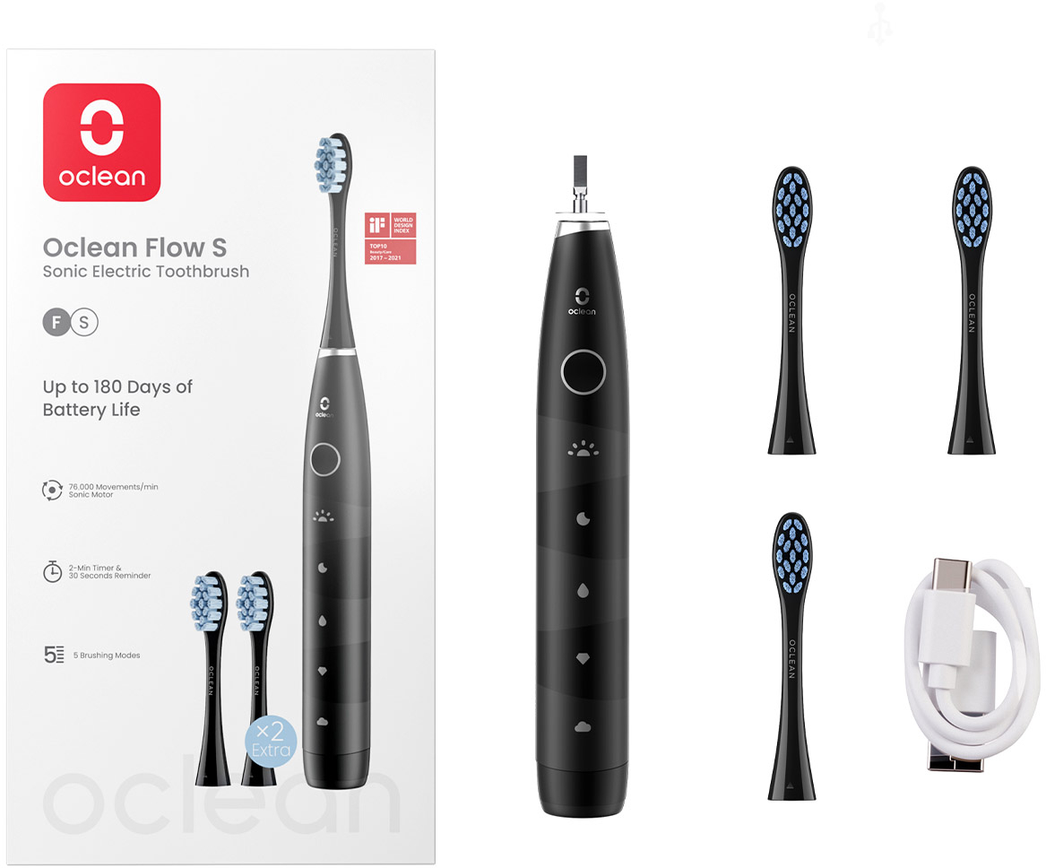 Зубная щетка электрическая Oclean Flow S Electric Toothbrush Black (6970810557343) - Фото 1