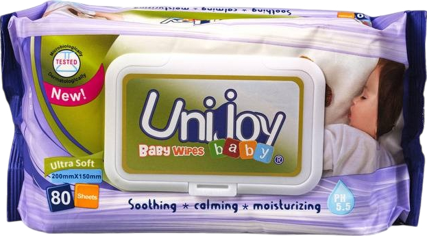 Вологі серветки для немовлят Unijoy 80 шт. (6973920542339) - Фото 1