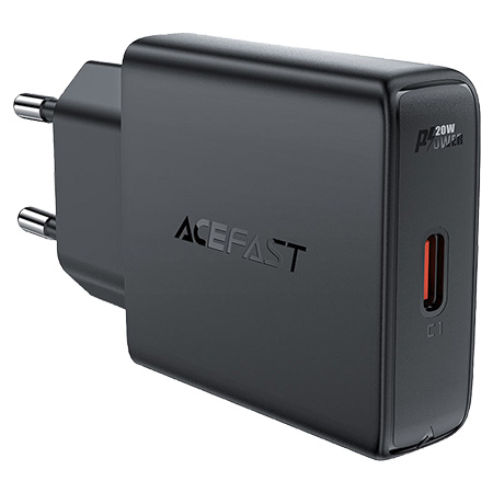 Сетевое зарядное устройство AceFast A65 PD20W GaN single USB-C ultra-thin charger Black (6974316282686) - Фото 1