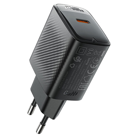 Сетевое зарядное устройство AceFast A104 PD25W GaN single USB-C charger Black (6974316283355) - Фото 1