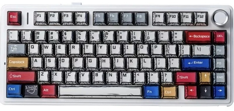 Клавіатура бездротова ігрова Aula F75 Gasket Reaper switch Hot-Swap, PBT, 2.4G wireless, BT, Comic, EN/UA (6978080501578)