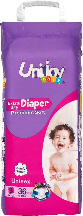 Одноразовые подгузники Unijoy Soft Diapers М 6-9 кг 36 шт. (6998526216187) - Фото 1