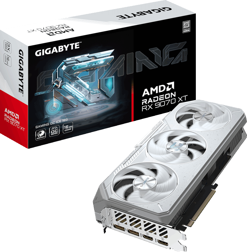Купить Видеокарта Gigabyte Radeon RX 9070 XT GAMING (GV-R907XGAMINGOCICE-16GD) - Фото 1 Видеокарта Gigabyte Radeon RX 9070 XT GAMING (GV-R907XGAMINGOCICE-16GD) - Фото 1