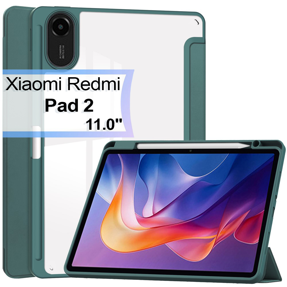 Чохол для планшета BeCover Soft Edge з кріпленням для стілусу for Xiaomi Redmi Pad 2 11.0" Dark Green (713658) - Фото 1