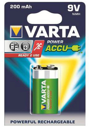 Батарейка тип 6F22 (1604) Varta RECHARGEABLE ACCU 6F22 9V 200mAh BLI 1 NI-MH (READY 2 USE) - Фото 1