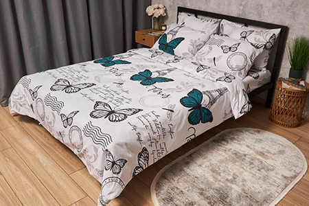 Пододеяльник двуспальный евро Moon&Star Бязь Gold Люкс Green Butterflies King Size 220x240 см (MS-870000404) - Фото 1