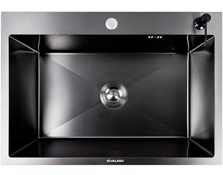 Мийка кухонна VALESO 70х50 PVD чорна DECOR Handmade (3.0/0.8) - Фото 1