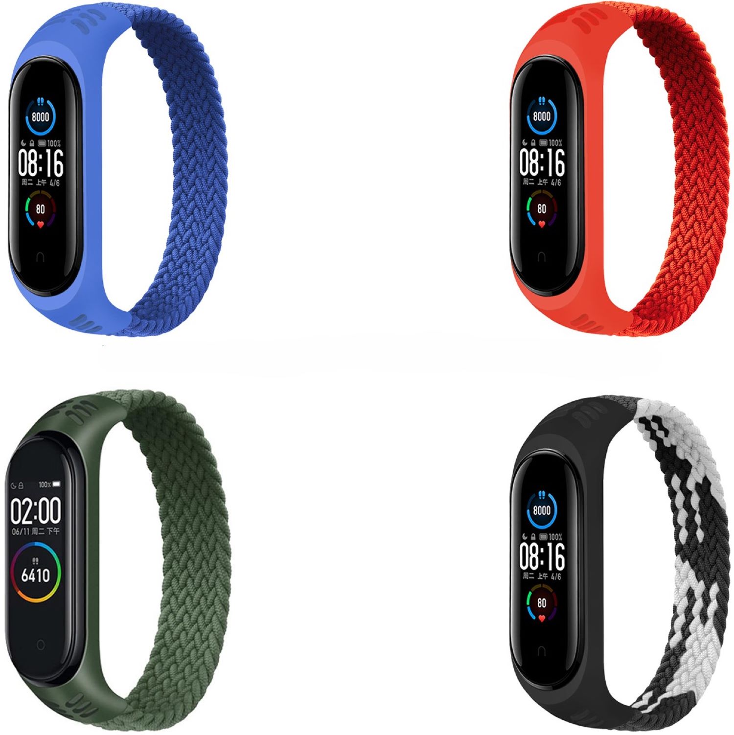Ремешок для фитнес-браслета BeCover Набор 4 цветов Elastic Nylon Style BeCover для Xiaomi Mi Smart Band 5 / Mi Smart Band 6 (Size S) Boy (706497) - Фото 1