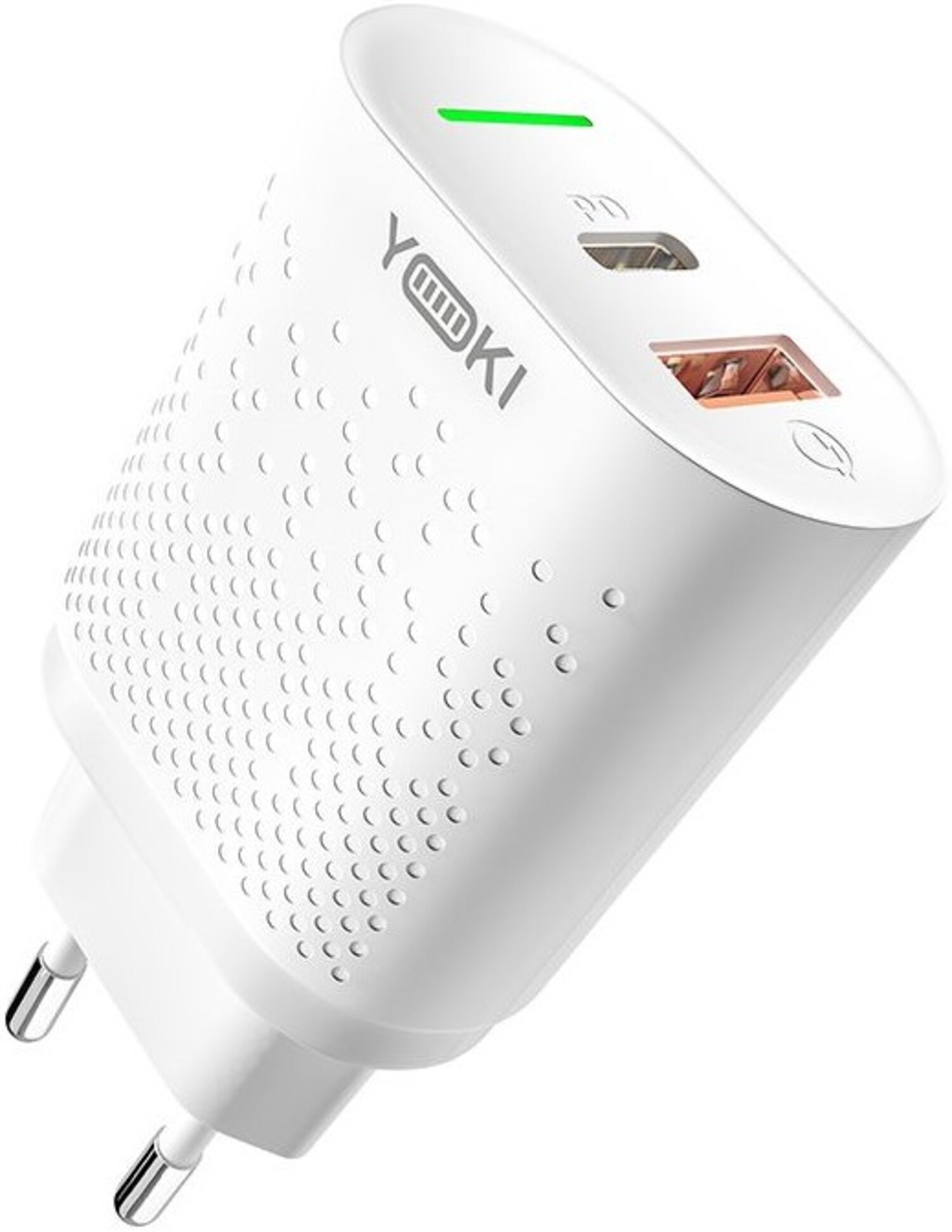 Сетевое зарядное устройство YOKI Led Series 20W White (YK-20PD+QC) - Фото 1