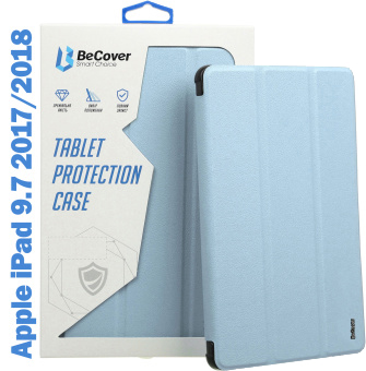 Чехол для планшета BeCover Tri Fold Soft TPU Silicone for Apple iPad 9.7 2017/2018 A1822/A1823/A1893/A1954 Light Blue (708512) - Фото 1