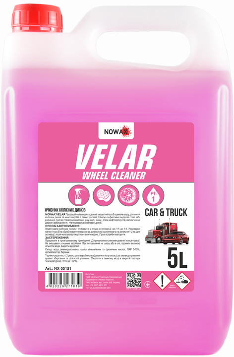 Очисник для авто NOWAX дисків VELAR WHELL CLEANER 5 л (NX05151) - Фото 1