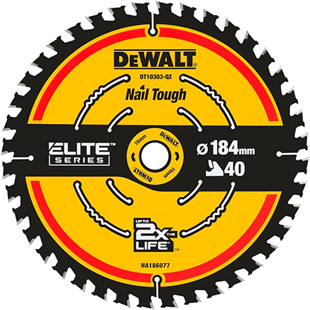 Круг отрезной по дереву DeWALT EXTREME 184х16х40 (DT10303) - Фото 1