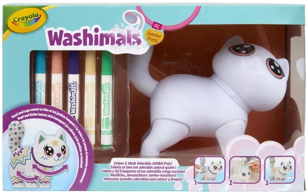 Набор для декупажа и росписи Crayola Washimals Котик-великан с фломастерами 5 шт. (74-7518) - Фото 1