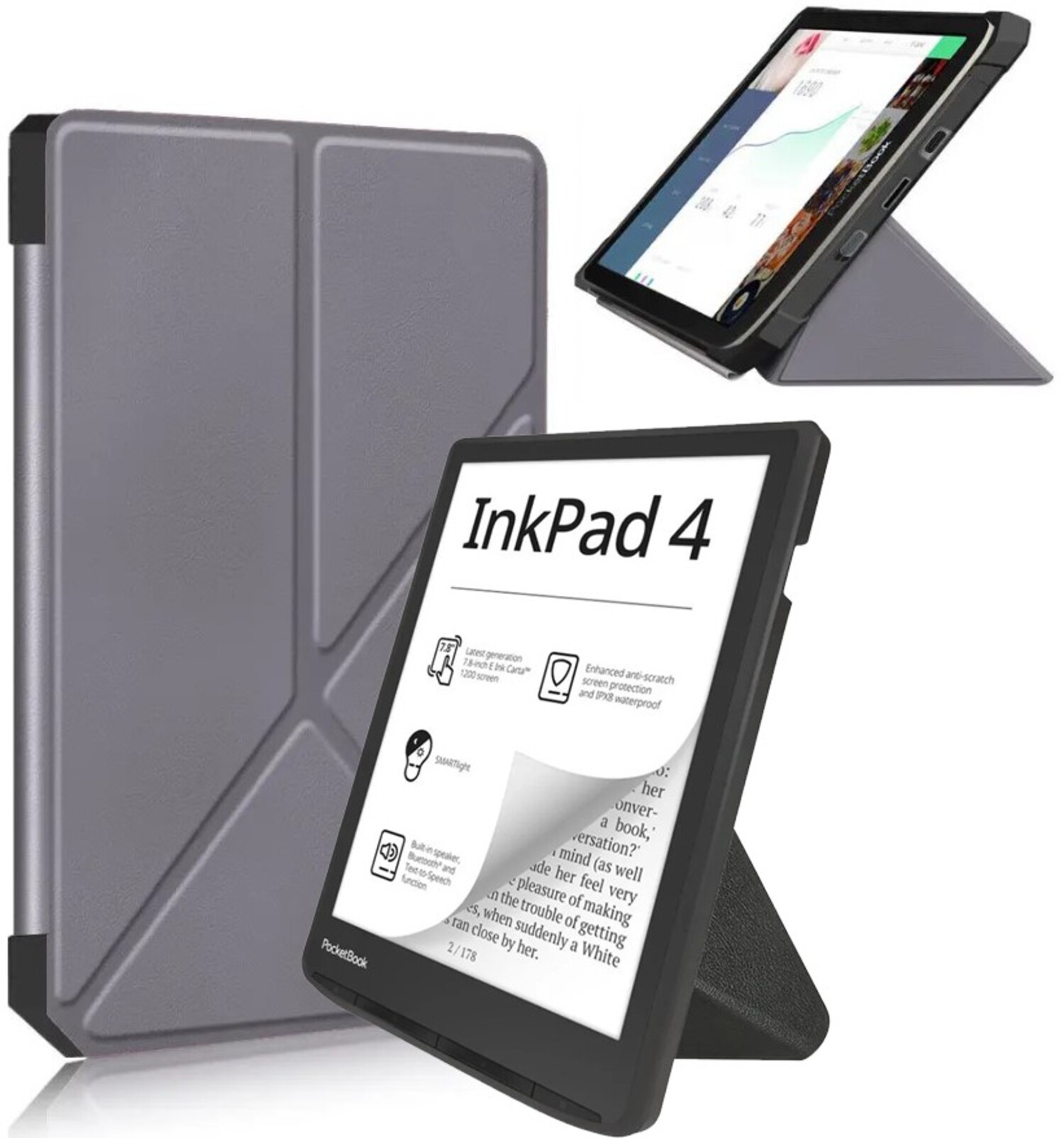 Чехол для электронной книги BeCover Ultra Slim Origami for PocketBook 743G InkPad 4/InkPad Color 2/InkPad Color 3 (7.8") Gray (713087) - Фото 1
