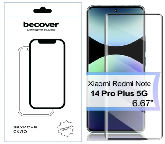 Защитное стекло для смартфона BeCover EDGE for Xiaomi Redmi Note 14 Pro Plus 5G Black (713580) - Фото 1