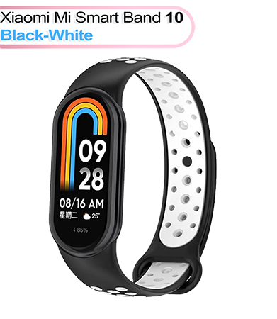 Ремешок для фитнес-браслета BeCover Vents Style Becover for Xiaomi Mi Smart Band 10 Black-White (713630) - Фото 1
