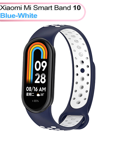 Ремешок для фитнес-браслета BeCover Vents Style Becover for Xiaomi Mi Smart Band 10 Blue-White (713632) - Фото 1