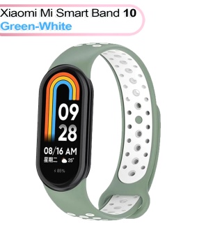 Ремешок для фитнес-браслета BeCover Vents Style Becover for Xiaomi Mi Smart Band 10 Pine Green-White (713633) - Фото 1