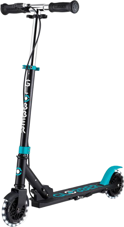 Двухколёсный самокат Globber FLOW ELEMENT JUNIOR LIGHTS Black/Turquoise (729-105) - Фото 1