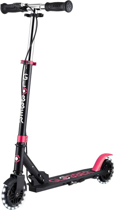 Двухколёсный самокат Globber FLOW ELEMENT JUNIOR LIGHTS Black/ Pink (729-110) - Фото 1