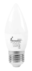 Лампочка світлодіодна SiriusStar 3206 С37 6W-4000K-E27 - Фото 1