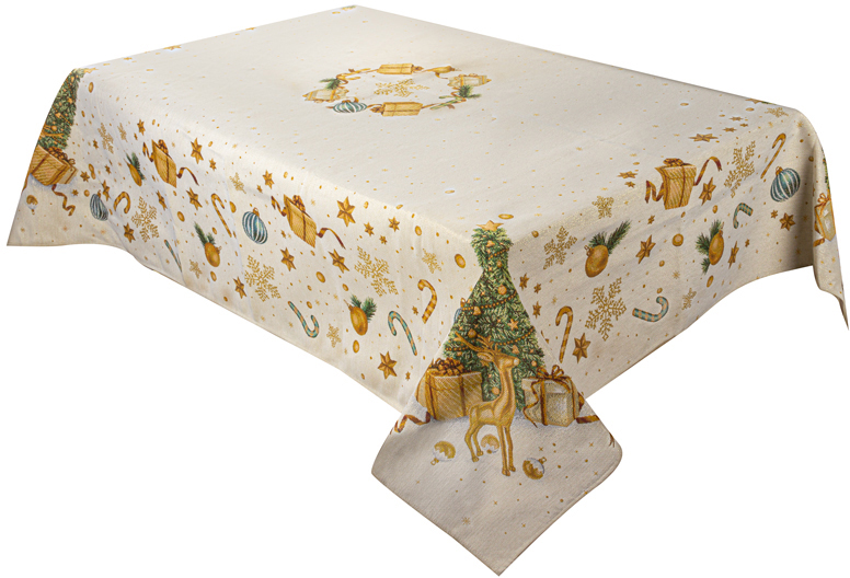 Скатертина прямокутна Lefard Різдвяна історія Baloo Lurex 140х260 см (732-379) - Фото 1