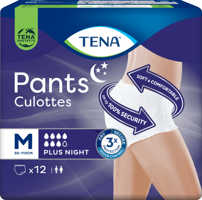 Одноразовые подгузники-трусики Tena для взрослых Pants Plus Night Medium 12 шт. (7322540839913) - Фото 1