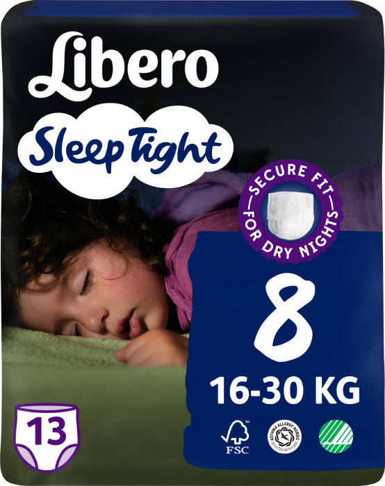 Одноразовые подгузники-трусики Libero Sleep Tight 8 (16-30 кг) 13 шт. (7322541193854) - Фото 1
