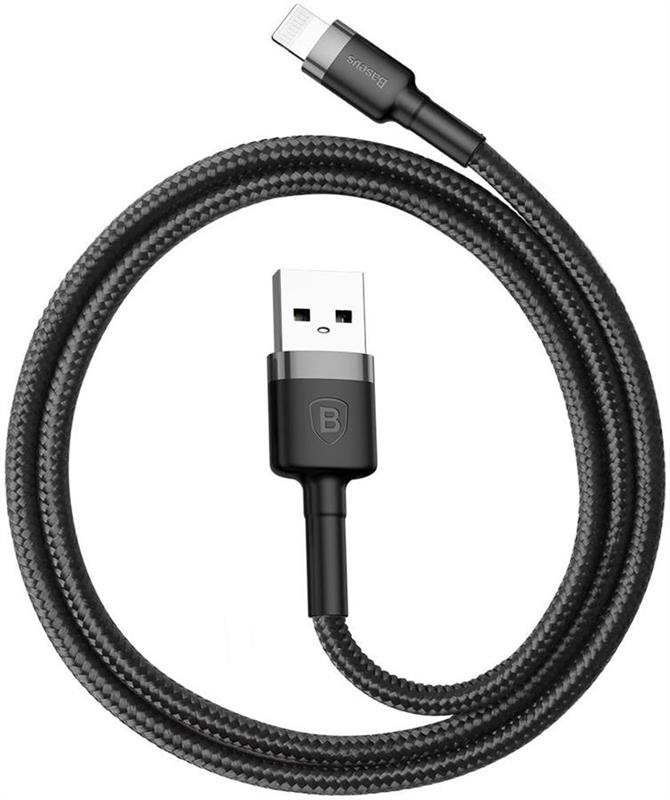 Кабель синхронізації даних Baseus Cafule USB-Lightning 2m Grey-Black (CALKLF-CG1) - Фото 1