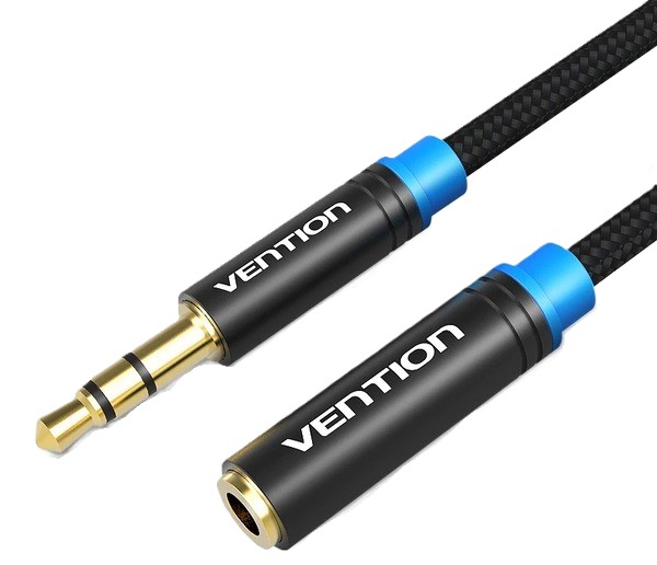 Кабель 3.5 мм - 3.5 мм Vention Audio 3.5 mm M - 3.5 mm F 2 m Black (VAB-B06-B200-M) - Фото 1