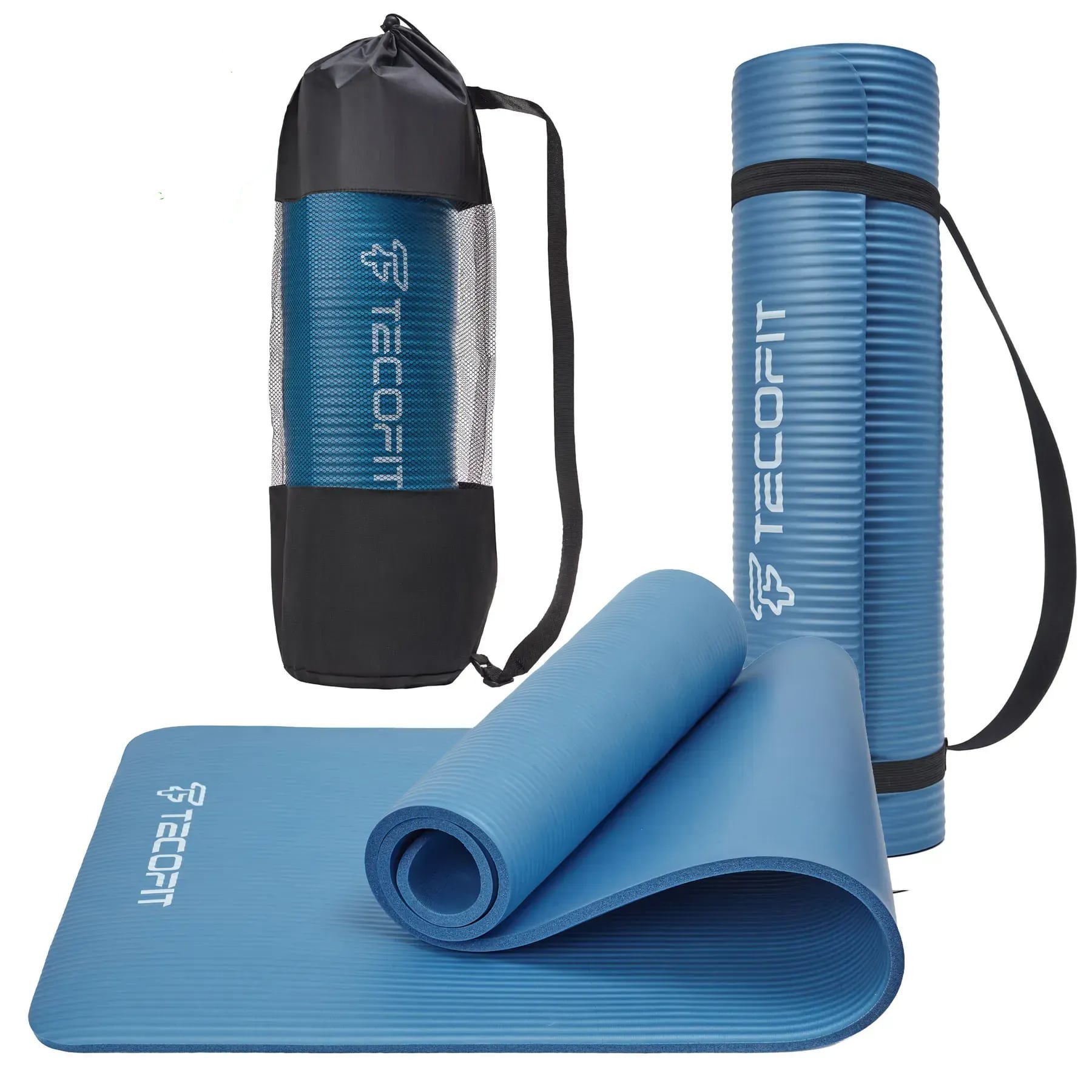 Коврик для йоги и фитнеса TECOFIT NBR 183x61x1 см Blue +чехол-сумка в подарок (TOP20106462/1) - Фото 1