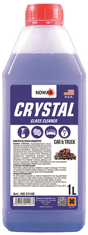Очисник для авто NOWAX скла CRYSTAL Glass Cleaner 1 л концентрат 1:10 (NX01146) - Фото 1