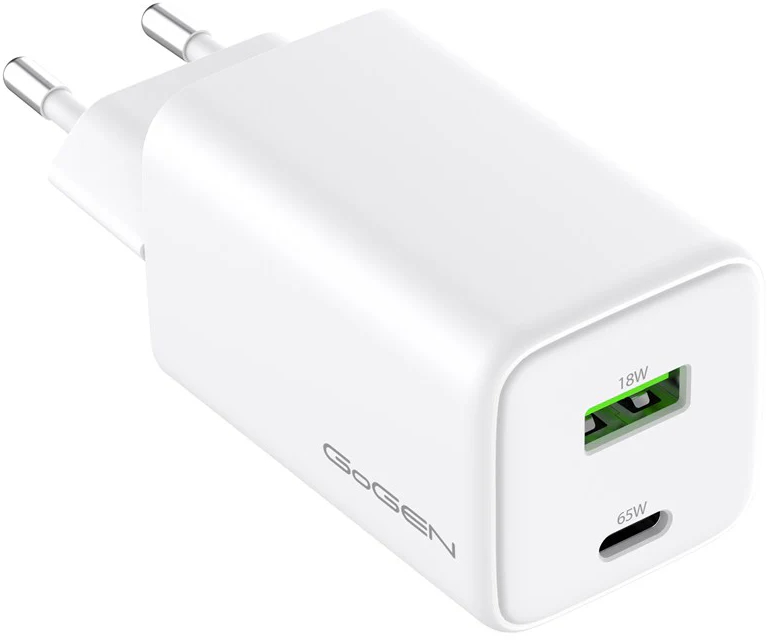 Сетевое зарядное устройство Gogen 1x USB-C PD 65W + 1x USB-A 18W (GOGACHPDQ265W01)