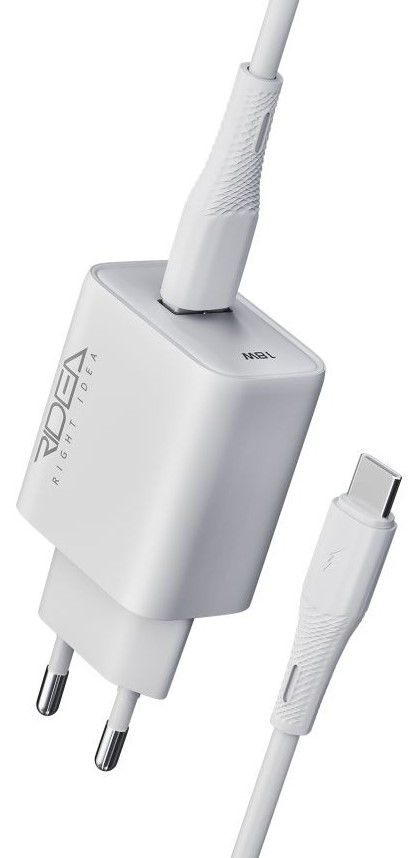 Мережевий зарядний пристрій Ridea Rapid 1USB QC 18W+Type-C White (RW-18121) - Фото 1