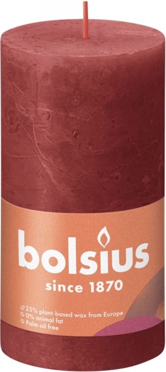 Свічка декоративна Bolsius SHINE 130/68 червона (790341) - Фото 1