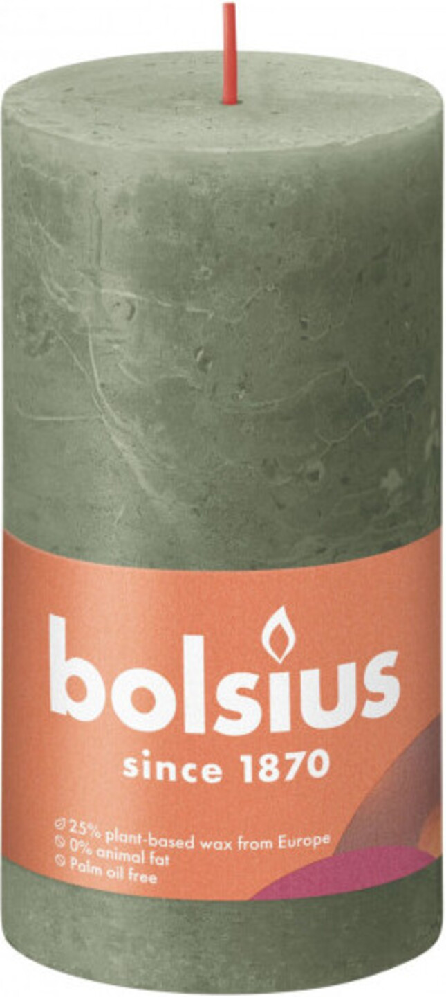 Свічка декоративна Bolsius SHINE 130/68 олива (790370) - Фото 1