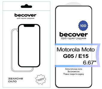 Защитное стекло для смартфона BeCover for Motorola Moto G05 / E15 10D Black (713575) - Фото 1