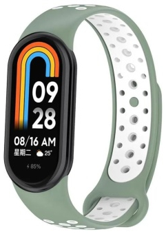 Ремешок для фитнес-браслета BeCover Vents Style for Xiaomi Mi Smart Band 10 Pine Green-White (713633) - Фото 1