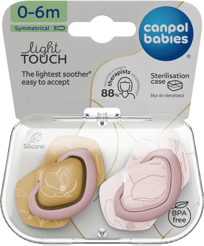 Симметричная пустышка Canpol babies GOLD 0-6 мес 2 шт. розовая (22/664_pin) - Фото 1