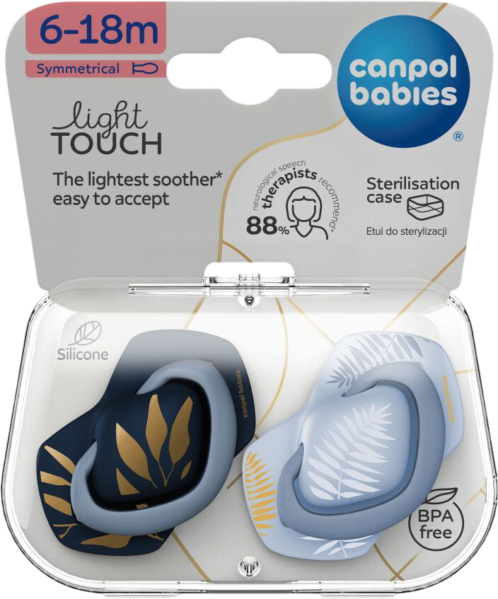 Симметричная пустышка Canpol babies GOLD 6-18 мес 2 шт. голубая (22/665_blu) - Фото 1
