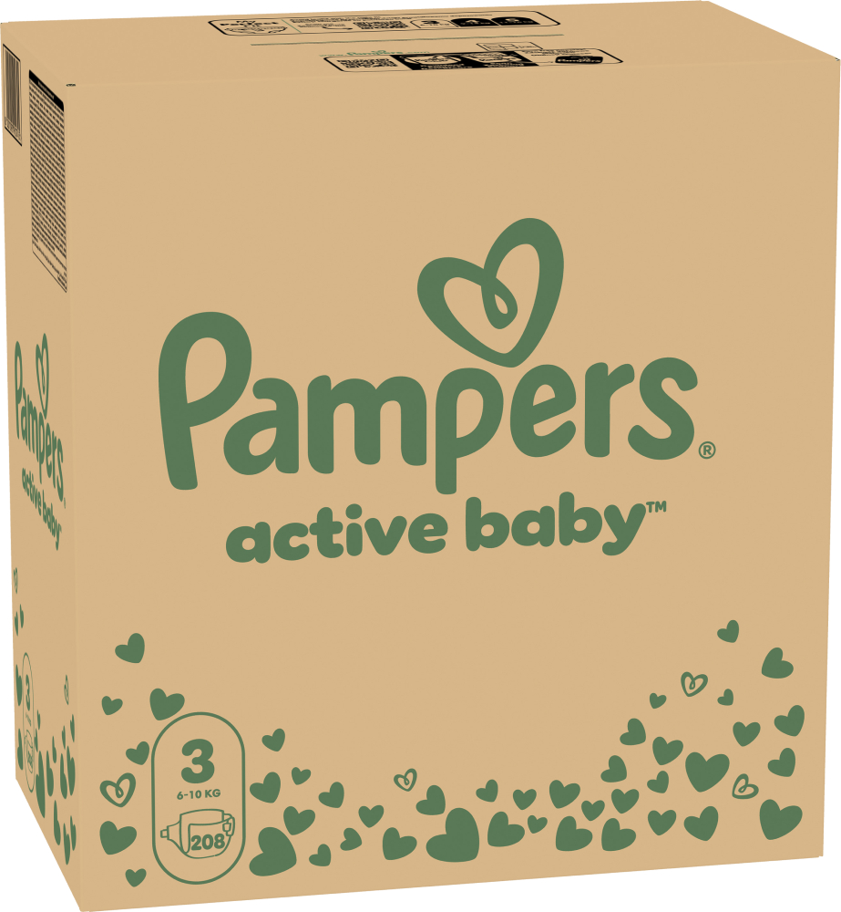 Одноразовые подгузники Pampers Active Baby Размер 3 (6-10 кг), 208 шт. (80750403) - Фото 1