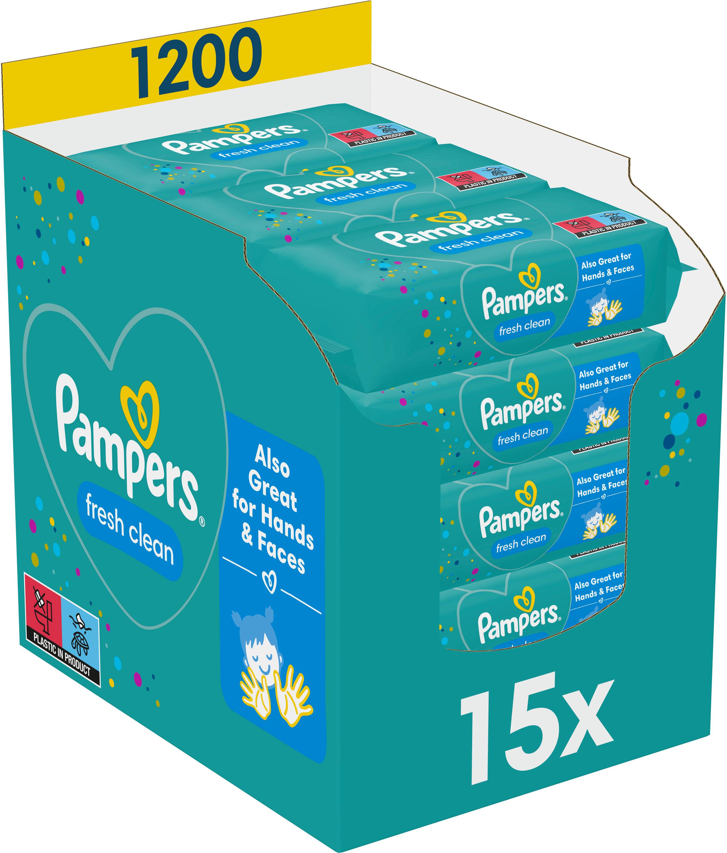 Вологі серветки для немовлят Pampers Fresh Clean, 1200 шт. (15*80 шт) (80844946) - Фото 1