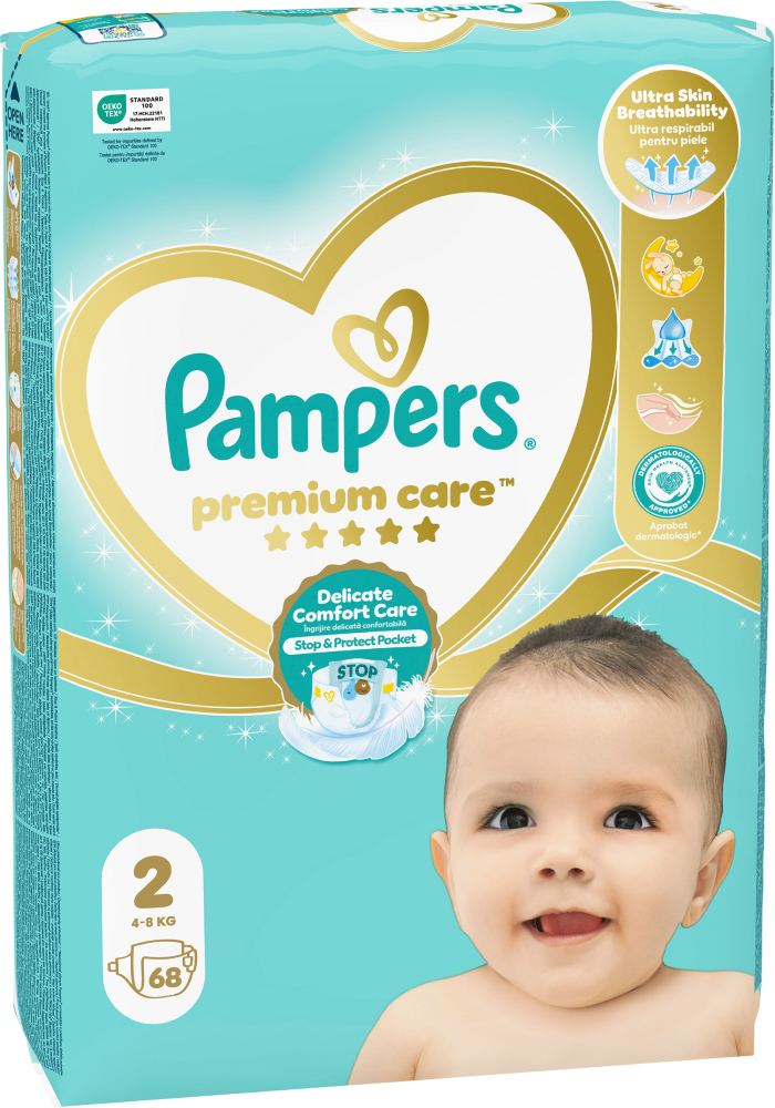 Одноразовые подгузники Pampers Premium Care Размер 2 (4-8 кг), 68 шт. (80789564) - Фото 1