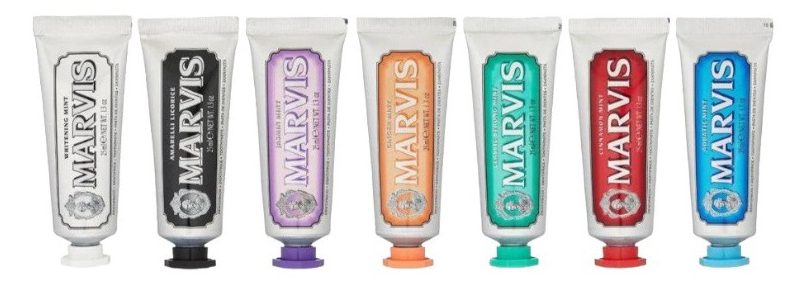 Зубная паста Marvis 7x25мл (Classic Strong, Whitening, Aquatic, Ginger, Licorice, Jasmin , Cinnamon) (8004395110599) - Фото 1
