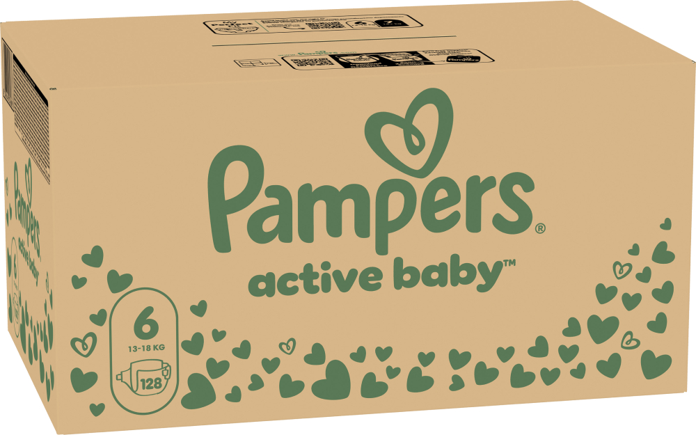 Одноразовые подгузники Pampers Active Baby Размер 6 (13-18 кг), 128 шт. (80842813) - Фото 1