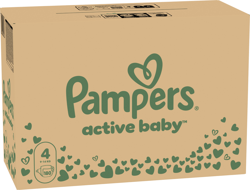 Одноразовые подгузники Pampers Active Baby Размер 4 (9-14 кг), 180 шт. (80750405) - Фото 1