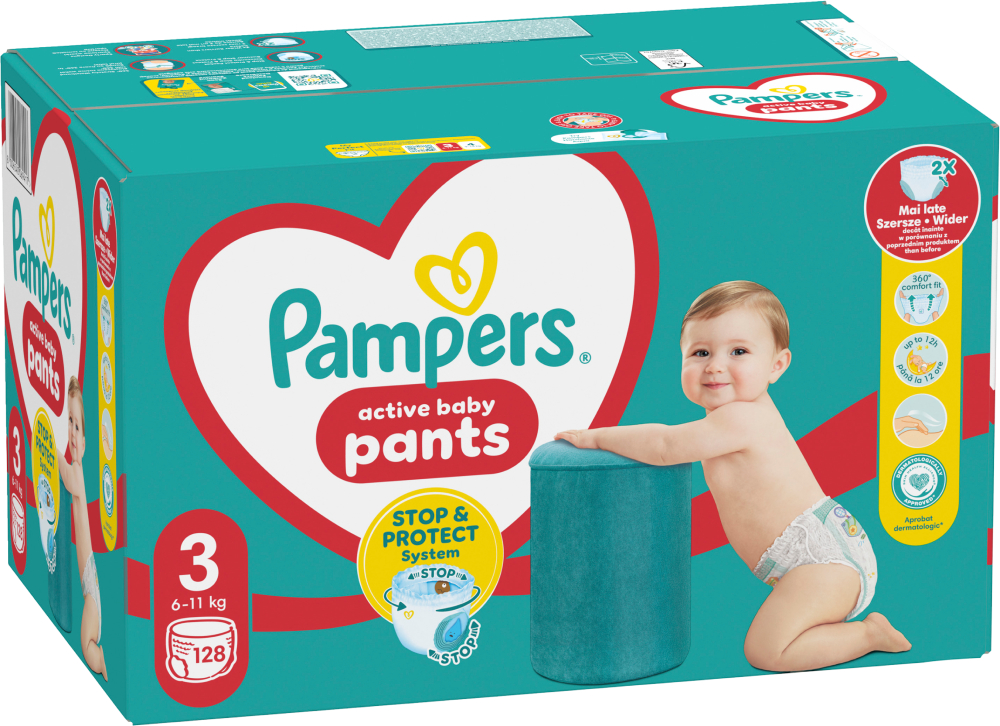 Одноразовые подгузники-трусики Pampers Active Baby Размер 3 (6-11 кг), 128 шт. (80751232) - Фото 1