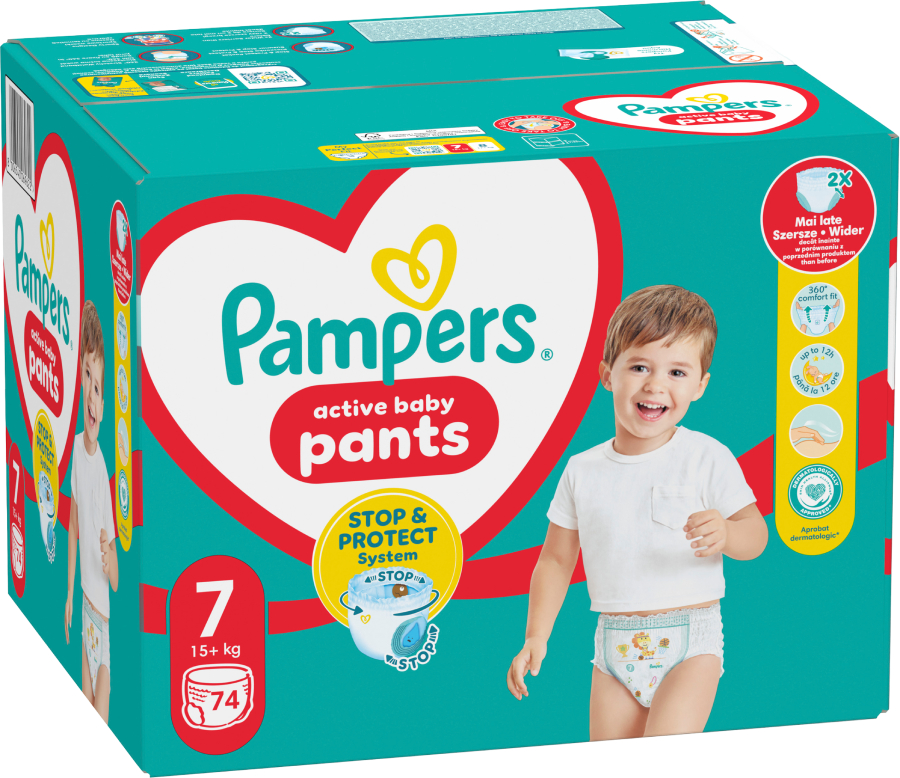 Одноразовые подгузники-трусики Pampers Active Baby Размер 7 (15+ кг), 74 шт. (80751227) - Фото 1