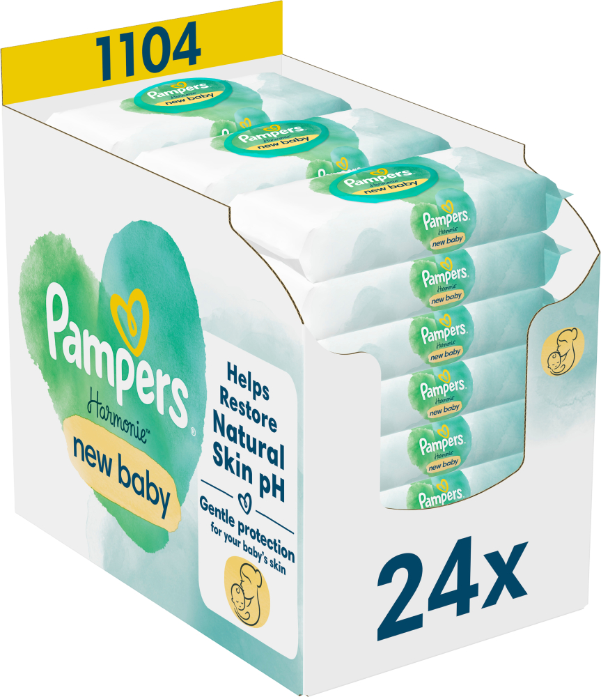 Вологі серветки для немовлят Pampers Harmonie New baby, 1104 шт. (24*46 шт.) (80769489) - Фото 1