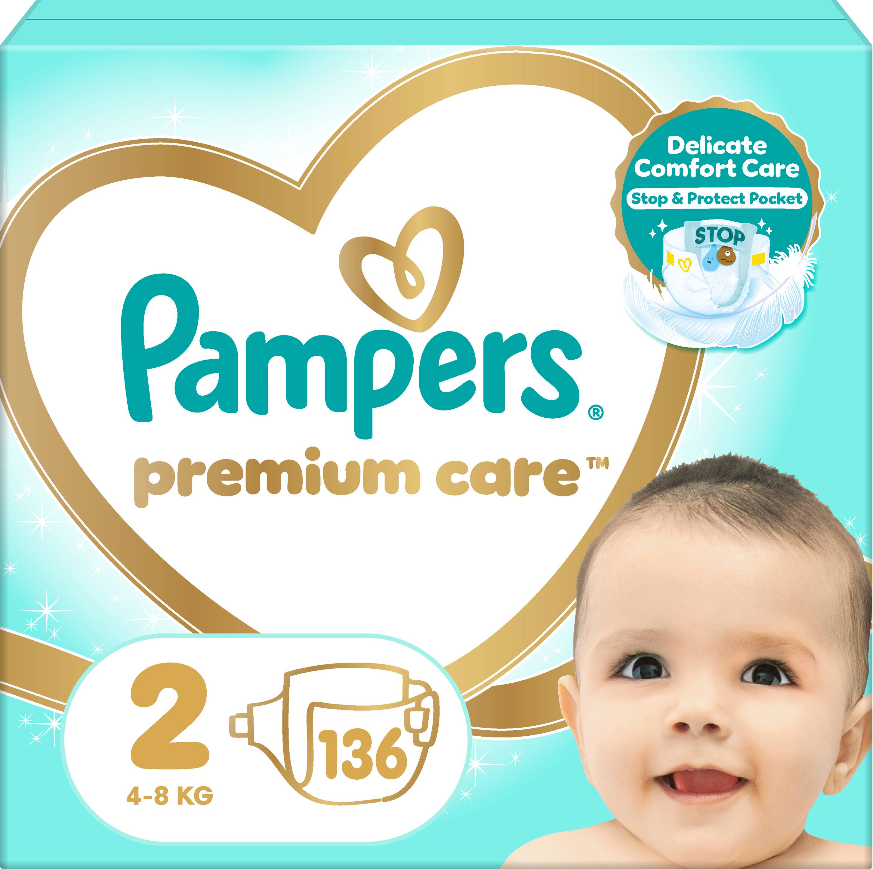 Одноразовые подгузники Pampers Premium Care Размер 2 (4-8 кг), 136 шт. (80845207) - Фото 1